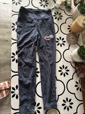 Nike Kids Navy Leggings with Pink Swoosh